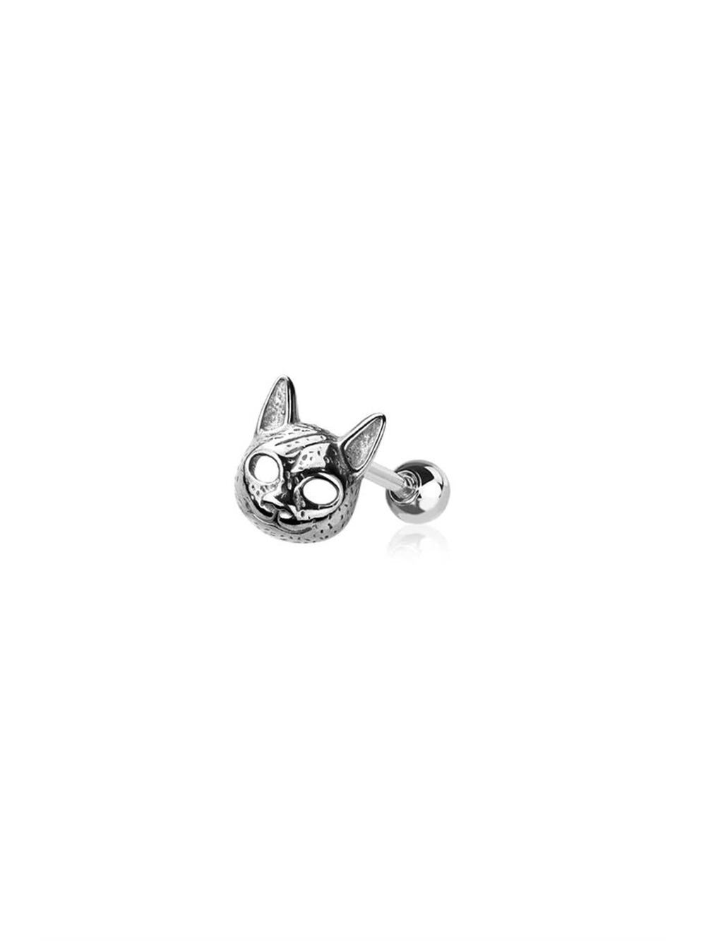 16 GA Cat Mask Cartilage Surgical Steel Ring-Silver